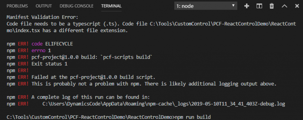 tsx error during build